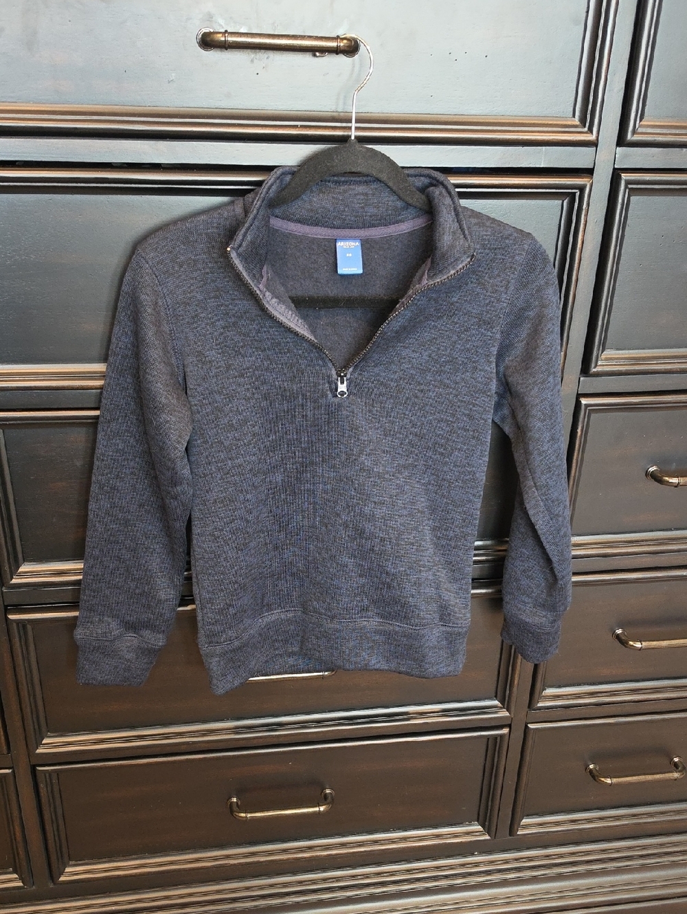 Boy's Half-Zip Pullover Sweater - Navy/black Size 8
